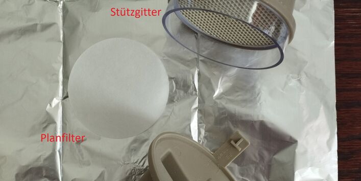 Probenahmekopf (ALK Albello) zum Einsatz eines Planfilters, zum Aufsatz auf einen Staubsauger