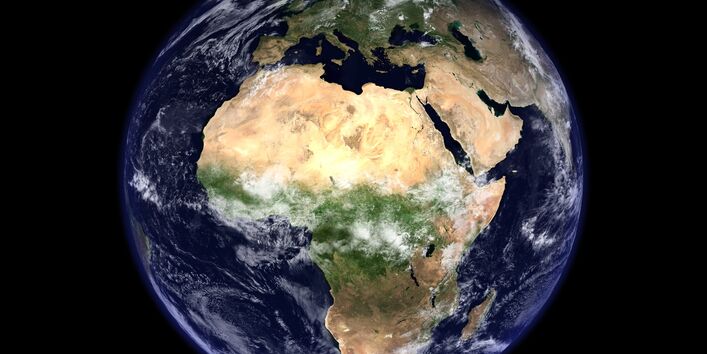 Die Weltkugel aus dem Weltraum gesehen.