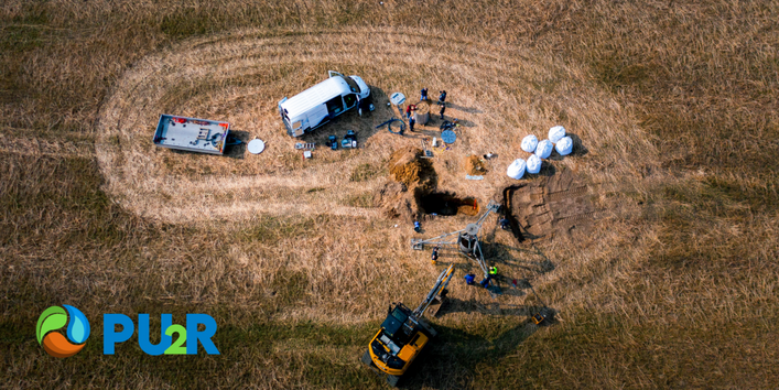 Taking lysimeter cores in a field to analyze water balance and transport processes.