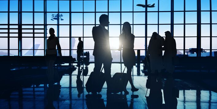 business travellers in an airport