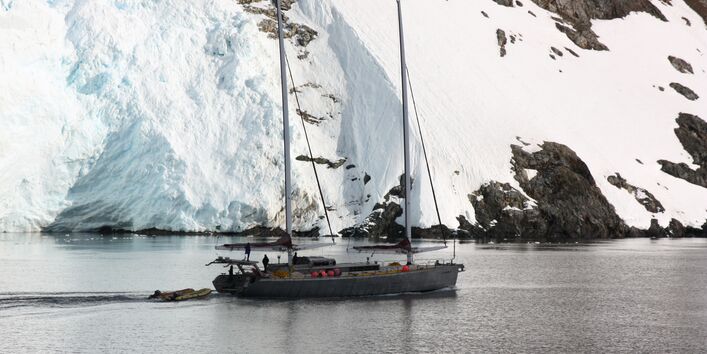 a private yacht in the Antarctic