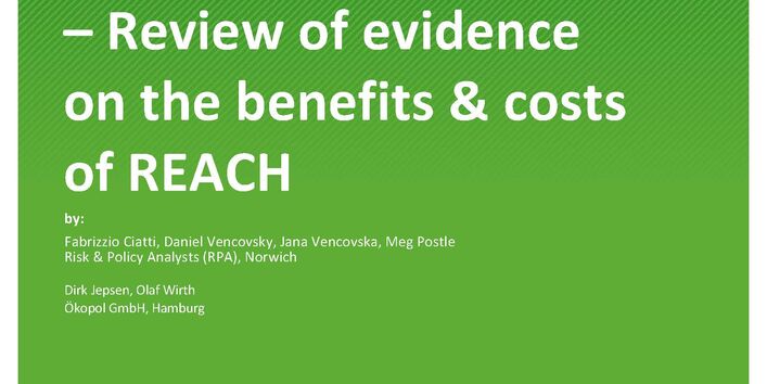Cover of publication TEXTE 06/2021 Development of REACH – Review of evidence on the benefits & costs of REACH