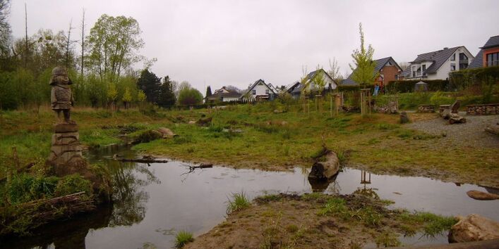 Fluss Werre und Häuser in Detmold