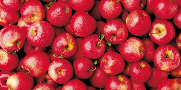 viele frische rot/pinke Äpfel