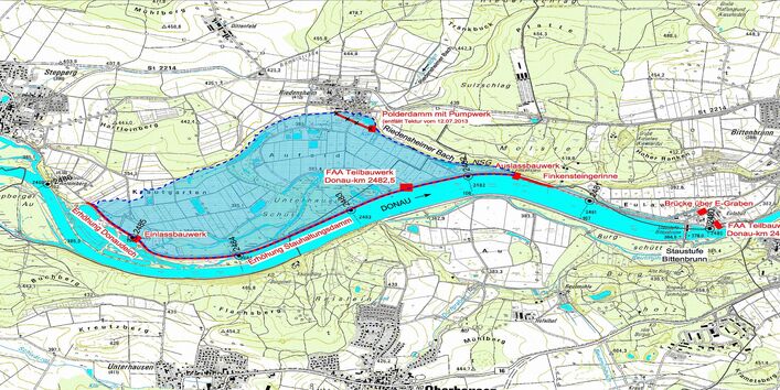 Topografische Karte mit Einzeichnung des Polders