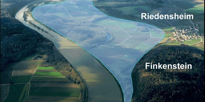 Luftbild mit Einzeichnung des Polders