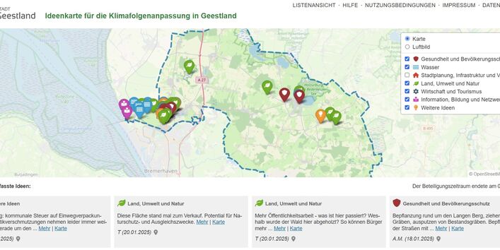 Online-Beteiligung: Ideenkarte für die Klimafolgenanpassung in Geestland