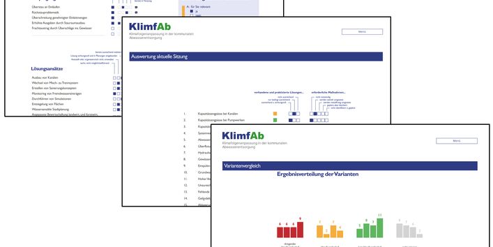Screenshots des KlimfAb-Selbstbewertungstools