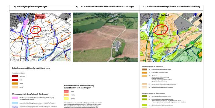 Kartenmaterial mit Beschreibung zur Hochwassergefahr