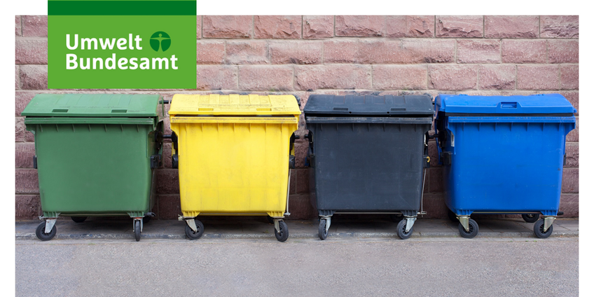 Das Einstiegsbild für den Newsletter zeigt vier verschiedene Abfall-Container