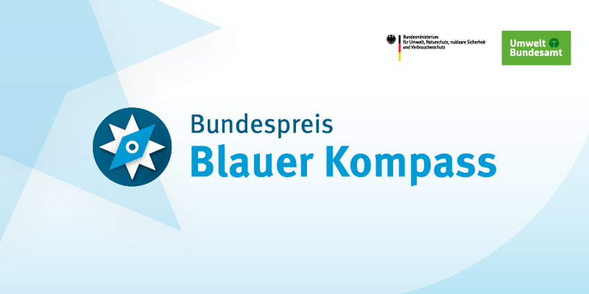 Grafik mit der Aufschrift "Bundespreis Blauer Kompass"