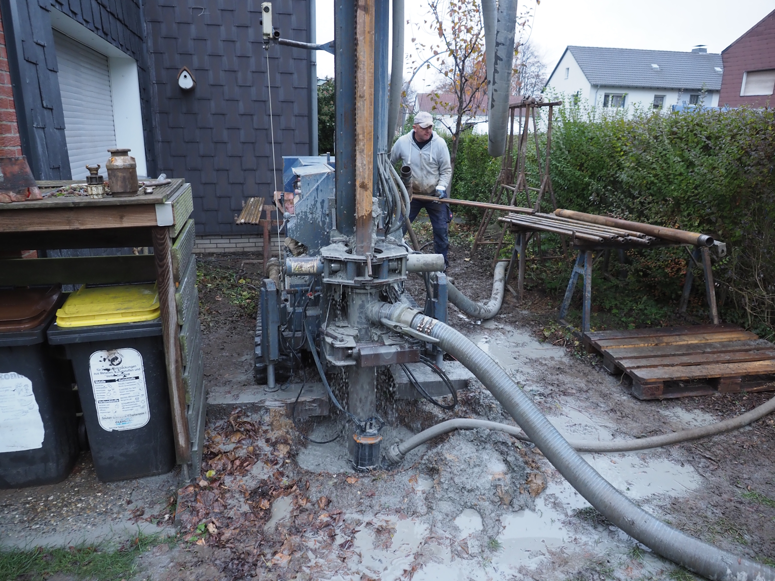 Ein Bohrgerät für eine Sonde für eine Sole-Wärmepumpe